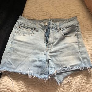 Light washed high waisted jean shorts from American eagle